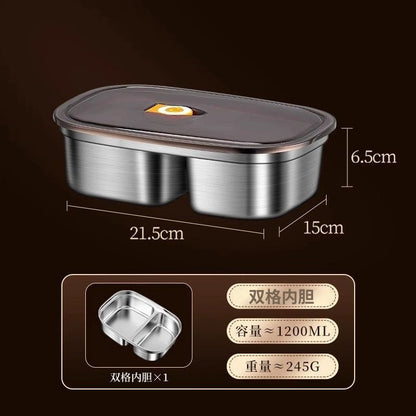 Extra-Thick Stainless Steel Lunch Box with Lid, Leak-Proof Lunch Box for Office Workers, Fresh-Keeping Box, Portable Food Storage Box