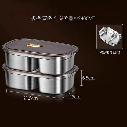 Extra-Thick Stainless Steel Lunch Box with Lid, Leak-Proof Lunch Box for Office Workers, Fresh-Keeping Box, Portable Food Storage Box