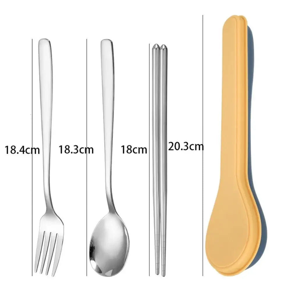 Cutlery Set with Storage Case Korean Style Portable Tableware Set Home School Kitchen Dinnerware Services Utensil Set Spoons