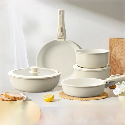 Ceramic Non Stick Cookware Set 5 Pieces Detachable Handle Induction Oven Dishwasher Safe Pots Pans Set Kitchenware Utensils Gift