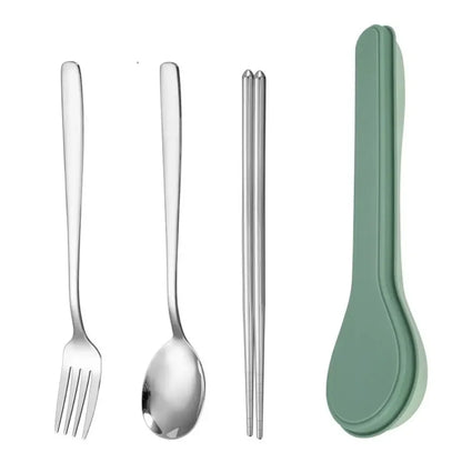Cutlery Set with Storage Case Korean Style Portable Tableware Set Home School Kitchen Dinnerware Services Utensil Set Spoons