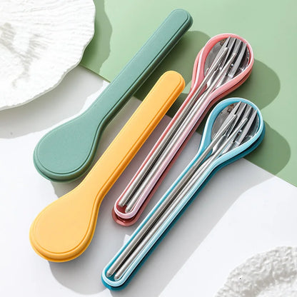 Cutlery Set with Storage Case Korean Style Portable Tableware Set Home School Kitchen Dinnerware Services Utensil Set Spoons