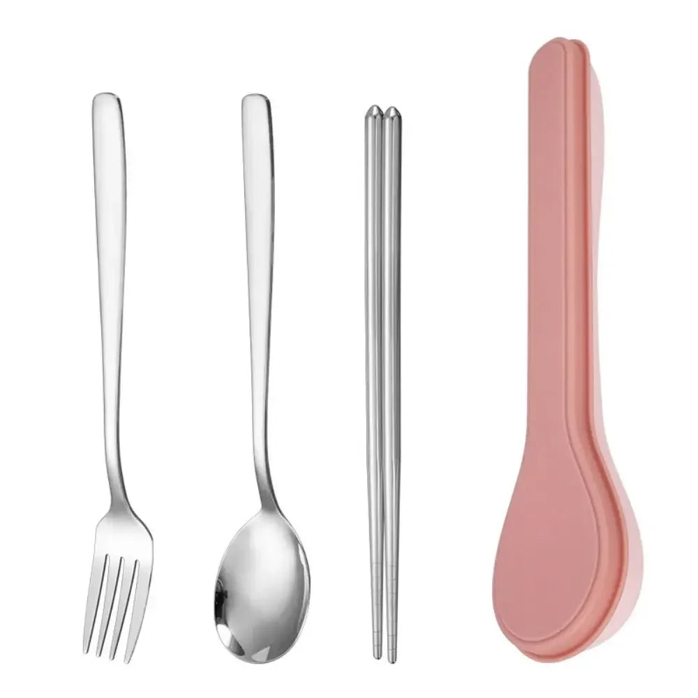 Cutlery Set with Storage Case Korean Style Portable Tableware Set Home School Kitchen Dinnerware Services Utensil Set Spoons