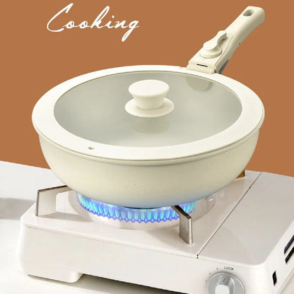 Ceramic Non Stick Cookware Set 5 Pieces Detachable Handle Induction Oven Dishwasher Safe Pots Pans Set Kitchenware Utensils Gift